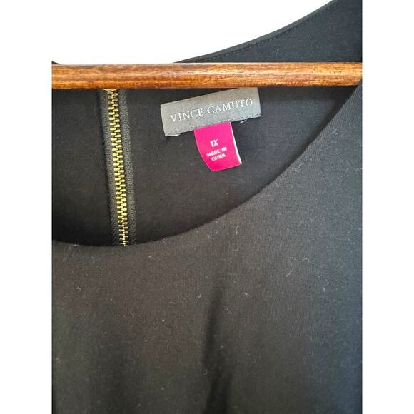 Vince Camuto Black Floral Fit & Flare Dress 1X Plus Size Floral Midi - Picture 3 of 7